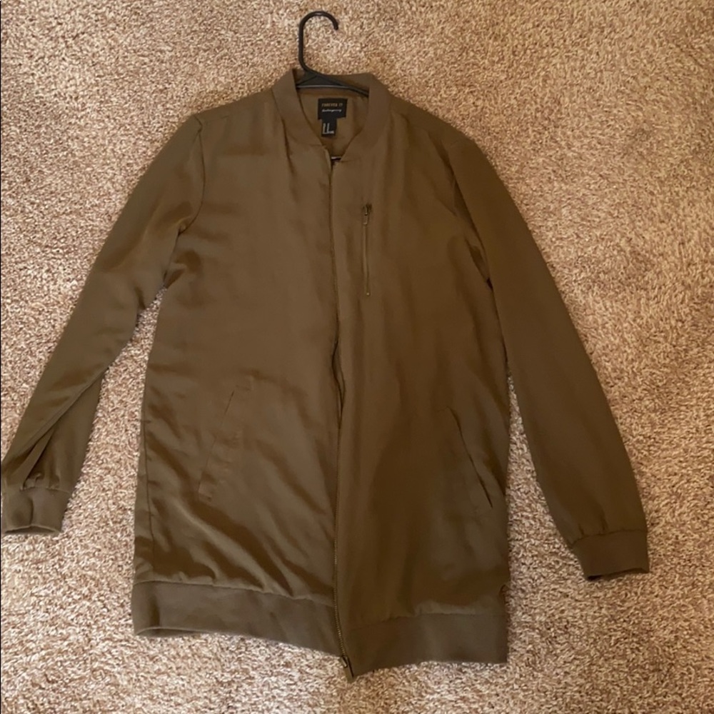 Forever 21 long green bomber